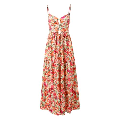 Robe d'été décontractée pour femme longue et fluide imprimé floral chic