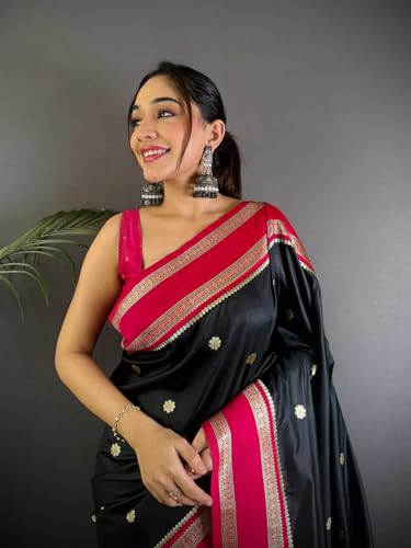 Image of SGF11 Women's Kanjivaram Pure Soft Silk Saree With Unstitched Blouse Piece
