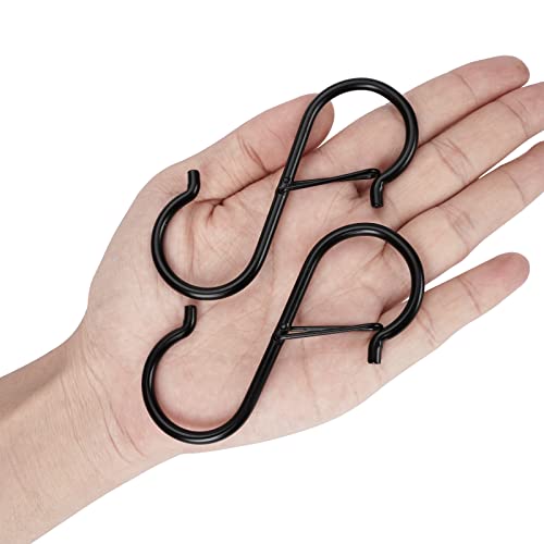 10 Pack Heavy Duty S Hooks Stainless Steel S Shaped Hooks Hanging Hangers For Kitchenware Spoons Pans Pots Utensils Clothes Bags Towers Tools Plants Heavy Duty Rustproof Safety Buckle Design(Black) #TOP10