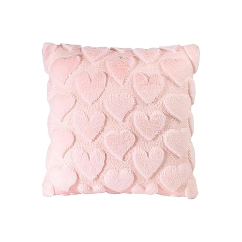 Xmccvt Fundas de cojín de color rosa, 46 x 46 cm, decoración suave de San Valentín, cojín de corazón, decoración de sofá, para parejas, dormitorio, salón, granja, jardín, hogar, sofá