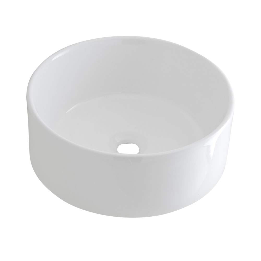 Milano White Ballam Ceramic Round Countertop Bathroom Basin Sink - 400Mm