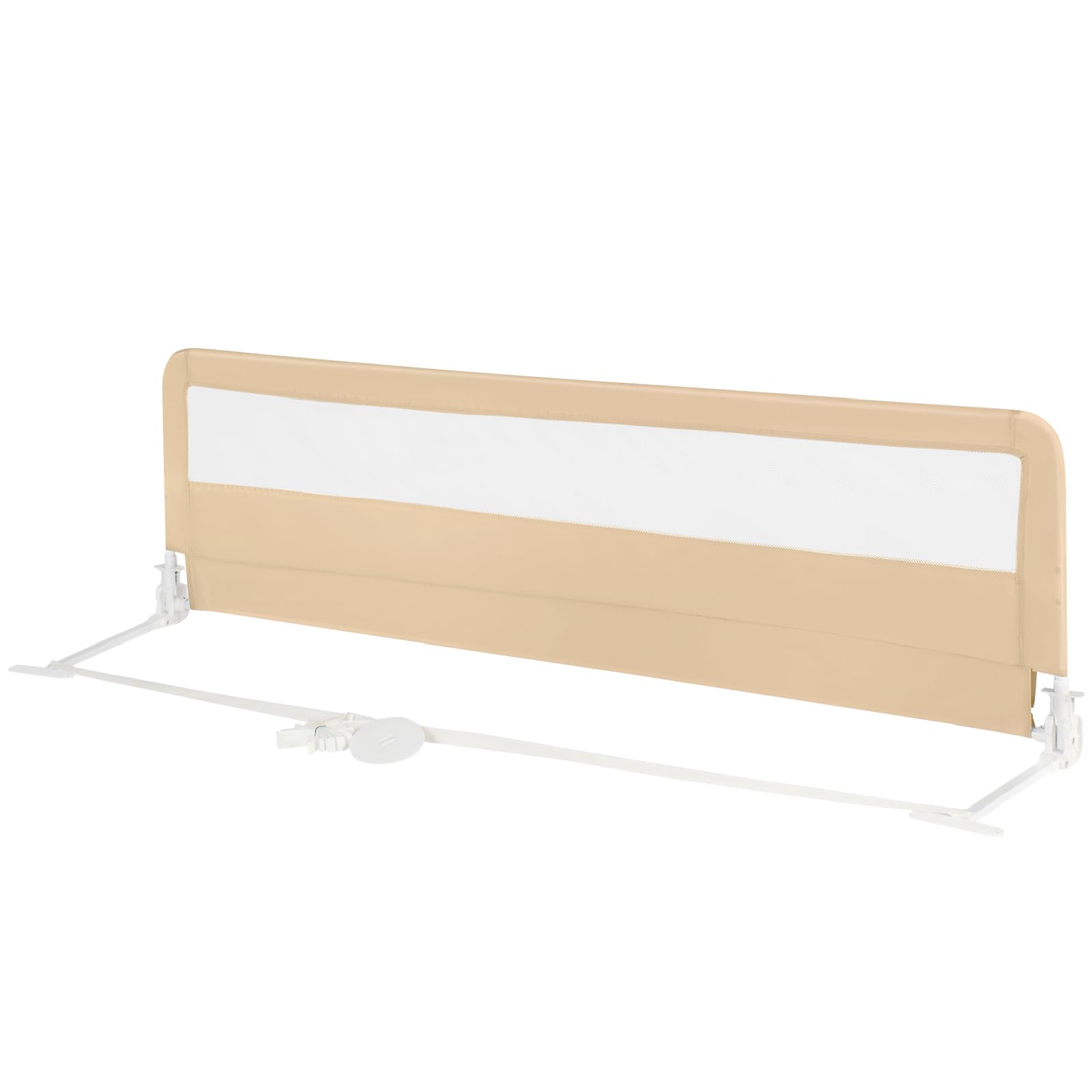 Toddler Bed Guard, 180 x 41 x 56 cm Baby Mesh Bedside Rail with Safety Straps, Safety Protection Guardrail for Extra Long Cribs, Double and Full Size Bed (Beige)
