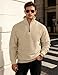 LINENNMAIN Mens Sweaters Pullover Sweater Casual Athletic Long Sleeve Quarter Zipper Stand Collar Sweatshirt Khaki