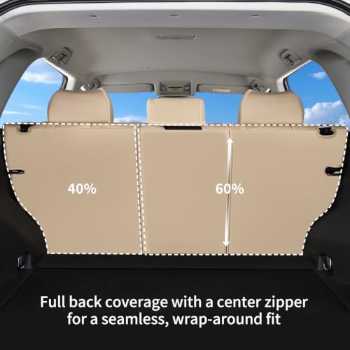 Image of Huidasource Custom Fit RAV4 (Gas Only) Car Seat Covers Full Set, Waterproof Faux Leather for 2019-2024 Toyota RAV4 LE /XLE & XLE Premium /Limited (Does Not Fit Adventure and TRD Off-Road, Beige)