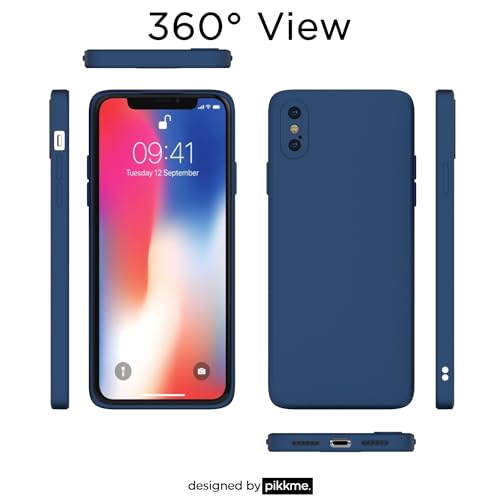 Image of Outlouders Back Cover for iPhone X /iPhone Xs | Camera Protection | Durable Soft Matte Silicone Bumper Case (Blue)