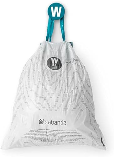 Miniatura 8 de Brabantia PerfectFit Bolsas de basura (tamaño W1.3 galones) forros de plástico grueso con asas de cordón (40 bolsas)