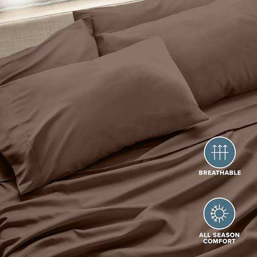 Image of Bare Home Microfiber King Size Pillowcases - 4 Pack, Cocoa, 20x40
