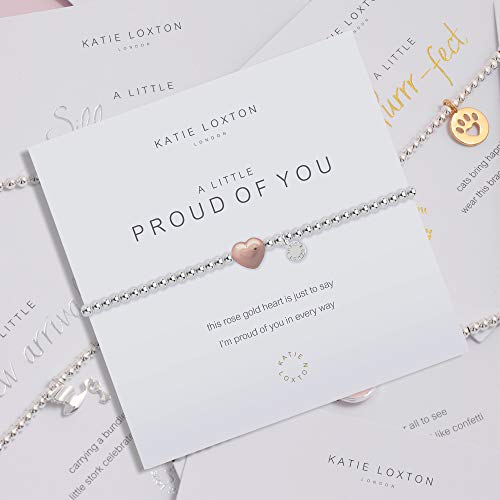 Katie Loxton A Little Proud Of You Heart Silver Women's Stretch Adjustable Charm Bangle Bracelet #TOP4