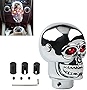 Dewkou 1 PC Skull Shift Knob Gear Stick with Led Light, Shift Head Replacement Shifter Fit Most Manual Automatic Cars (Red)