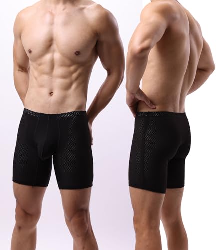 Men's 5-Pack Boxer Briefs Underwear Seamless Mesh Breathable Soft Stretch Pouch Boxers4