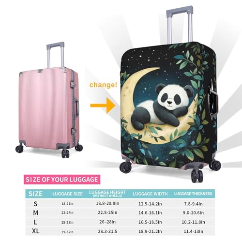 Cartoon Panda Moon Luggage Cover Washable Suitcase Cover Anti-Scratch Luggage Protector Covers Elastic Suitcase Identify L fits 25-28 Inch Luggage2