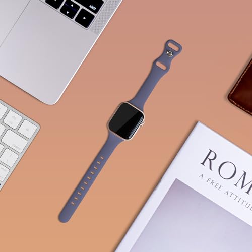 Image of Thin Silicone Band Compatible with Apple Watch 41mm 38mm 40mm 46mm 45mm 42mm 44mm, Slim Narrow Replacement Sport Strap Wristband for iWatch Series 11 10 9 8 7 6 5 4 SE Ultra 3 2 1 Women Men