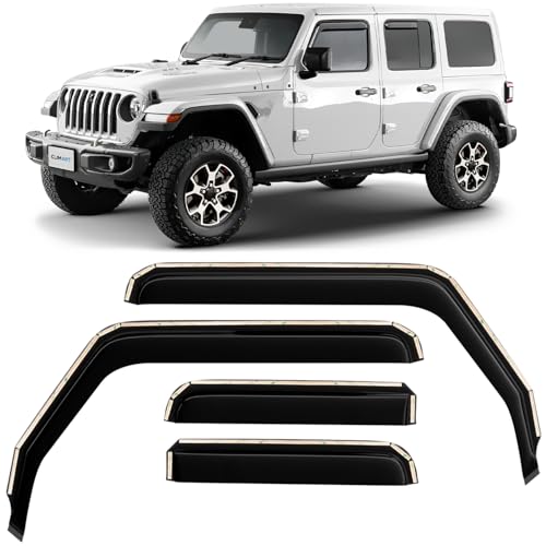 Image of CLIM ART in-Channel Incredibly Durable Rain Guards for Jeep Wrangler JL 2018-2026 /Gladiator 2020-2026, Original Window Deflectors, Vent Window Visors, Vent Deflector, 4 pcs. - 618405