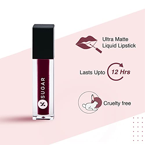 Image of SUGAR Cosmetics Smudge Me Not Liquid Lipsticks for Women | Transferproof & Waterproof | Lasts 12+ Hours | Matte Lipstick | 1.1ml - 08 Wine And Shine