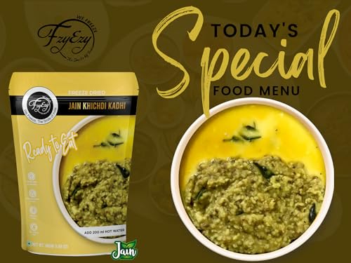 Image of FzyEzy Freeze-Dried Jain Kadhi Khichdi | Instant Ready-to-Eat Meal | Pure Vegetarian | No Onion, No Garlic | Gluten-Free & Preservative-Free | Just Add Hot Water (48g)
