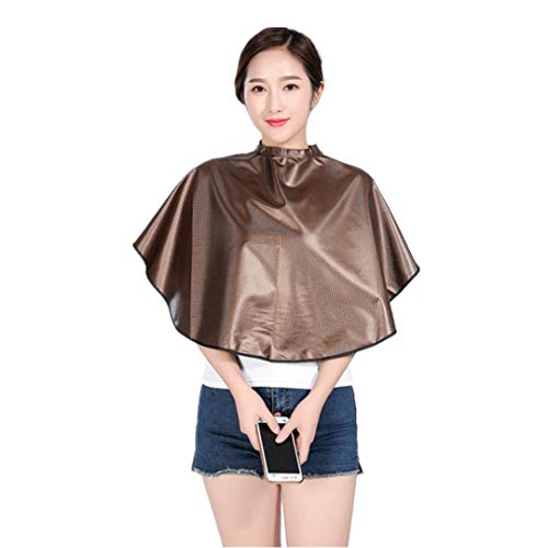 DUOLEIMI シャンプーケープ 毛染めケープ 防水 ヘアーエプロン 散髪ケープ ヘアカラー パーマ用 高級 (ブラウン)