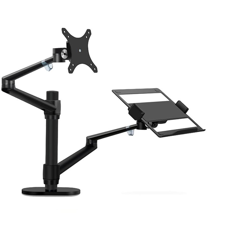 Podstawka pod monitor, Aluminiowy pulpit z regulacją wysokości podwójne ramię 17-32 Cal uchwyt monitora + 12-17 Cal uchwyt na laptopa stojak pełnoekranowy ramię montażowe(OL-3L-S)