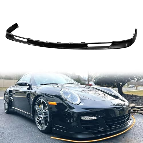 MODILOVER Front Bumper Lip Spoiler, Compatible with 2007-2013 Porsche 997 911 Turbo & Turbo S(Not Fit GT3 Or Non-Turbo Model), PU Black OEM Factory Style Add-on Front Splitter Air Dam Chin Protector