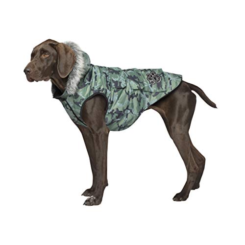 Canada Pooch Dog Winter Vest with Water-Resistant Insulation Down Jacket for Warmth Comfortable Winter Dog Coat with Fleece Lining Easy On Velcro Closure - Green Camo/Size 16