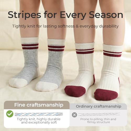 Image of Toddler Non Slip Cotton Crew Socks with Grips for Baby Boys Girls