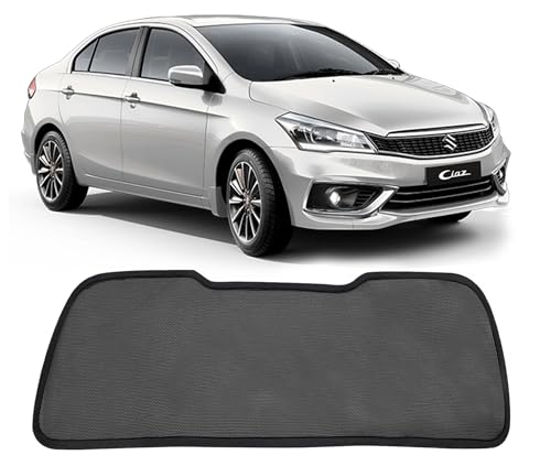 Image of Autofact Dicky Curtain for Ciaz 2014-2025 | Custom Fit Rear Windshield Sunshade | Foldable Mesh | Privacy & Cooling Car Accessory | Car Rear Sun Shade UV Block Easy Install Durable Black Mesh