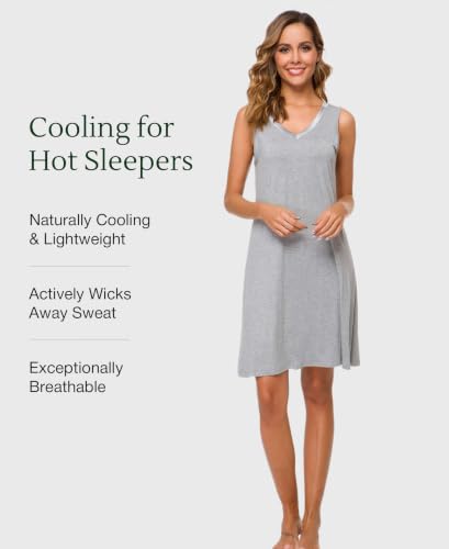 Image of GYS Cooling Bamboo Viscose Nightgowns for Women, Lightweight Sleeveless V Neck Sleep Shirt for Hot Sleepers, Soft Night dress