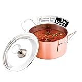 Met Lux 9 oz Copper Stainless Steel Small Individual Casserole Pot - with Lid - 5 3/4' x 3 1/2' x 2 1/2' - 1 count box