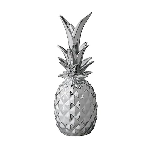 HEITMANN DECO Windlicht Leuchtturm aus Keramik - schöne Maritime Deko - Tischdeko, Wohnzimmer - Blau, Weiß 7 Bloomingville Ananas Silber