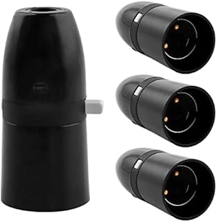 Black Pendant Bayonet B22 Standard Switch Light Lamp Holder, Switched Lamp Holder 10MM Thread Entry, B22 BC Bayonet Cap Lamp Holder for Ceiling Lamp, Chandelier, Pack of 4