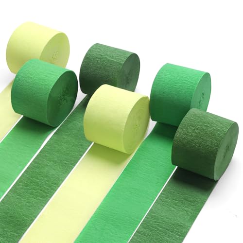 Image of Green Streamers Party Decorations, 6 Rolls Crepe Paper for St Patricks Day Decorations Wedding Birthday Baby Shower Decorations Craft Supplies(1.8 Inch x 82Ft /Roll)