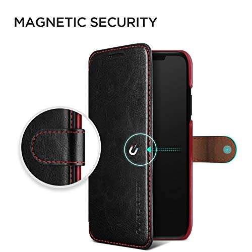 Iphone Xs Max Wallet Case, Vrs Design [Black] Drop Protection Cover Classy Slim Premium Pu Leather Wallet [Layered Dandy] Id Credit Card Slot Holder Compatible With Apple Iphone Xs Max (2018) #TOP3