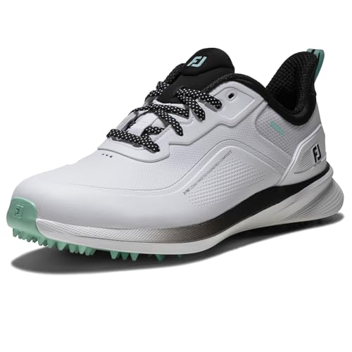 FootJoy Men's Pro/SL Golf Shoe, White/Sea Glass/Black, 12 Wide
