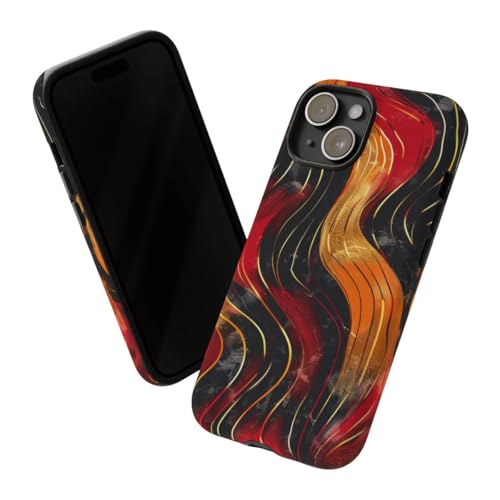 Coque iPhone 15 rigide mate motif abstrait ondulé orange - 2
