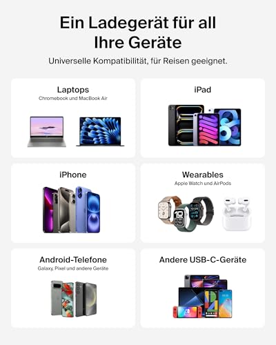 Belkin 3-Port USB C Ladegerät, 70W, GaN-Ladegerät, inkl. Stecker für USA/GB/EU, 2 USB-C-Anschlüsse, 1 USB-A-Anschluss, Schnellladegerät für MacBook, iPhone, iPad Pro, Samsung Galaxy, Pixel usw. – Weiß
