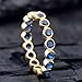 THE ONE CARATS 0.50 Ct Round Blue Sapphire Diamond Full Eternity Wedding Bands for Women 14K Yellow Gold Plated Bezel Set Stacking Band Ring 925 Sterling Silver Handmade Promise Ring