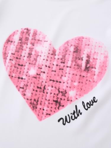 Image of Girls 6 Piece Outfits Casual Cargo Jogger Pants and Basic Love Graphic Print Short Sleeve Top Set 4-12 Years