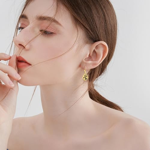 Image of LUHE Bee Earrings for Women 925 Sterling Silver Bumble Earrings with Honeycomb Honeybee Jewelry Dangle Gifts for Women