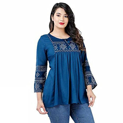 Image of Kartik Fashion Women Rayon Embroidered Regular Top