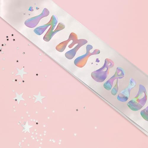 Image of in My Bride Era Iridescent Sash, Bridal Shower Sash for Bride, Bachelorette Party Sash