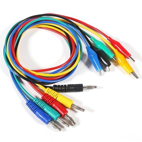 Image of 5PCS Banana Plug to Alligator Clip Test Leads 4mm Banana Plug Crocodile Clips Soft Flexible Cable for Electrical Test 1m /39.37inch