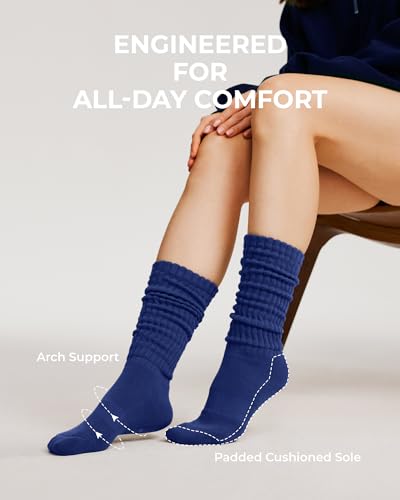 Image of FITRELL Slouch Socks for Women, 3 Pairs Soft Cotton Knee High Scrunch Tube Boot Socks
