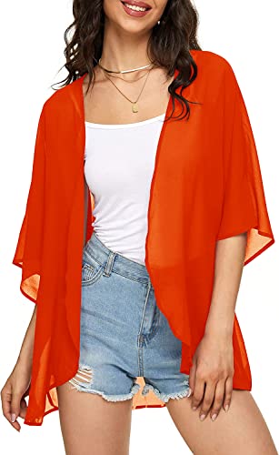 Image of Indian Trendy Women's Solid Puff Sleeve Kimono Cardigan Loose Cover Up Casual Blouse Top Chiffon
