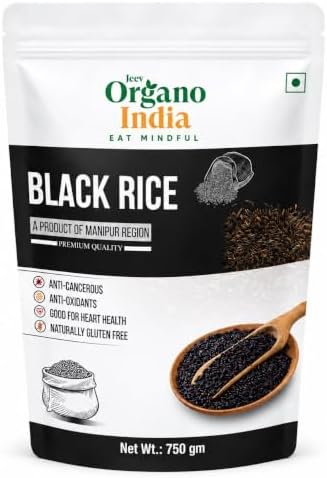 Organo India Manipuri Black Rice-Chak-hao | Aromatic Black Rice | Manipuri Authentic Chak-Hao Rice 750GM | low gi