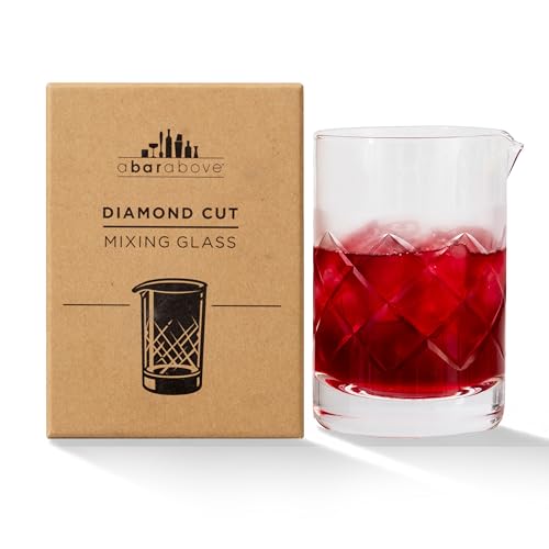 A Bar Above Diamond Cut Cocktail Mixing Glass, Thick Sturdy Glass Beaker, to Mix and Stir Cocktails, Drink Mixer, for Bar Mixing Set, Basic, Professional, or Home Bar Accessories, 18 Oz