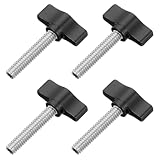 QUARKZMAN 4 Pcs 1/4' - 33 Tornillo de Pulgar, Tornillo de Mariposa Roscado de Acero Inoxidable 304 con Rosca Ajustable, Perillas de Agarre de Ala en T para Todo Tipo, Negro