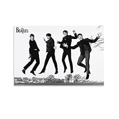 JABURU Beatles Poster décoratif sur toile pour chambre à coucher – Noir et blanc – 30 x 45 cm - Les Beatles, Paul McCartney, John Lennon, RIngo Starr, George Harrison
