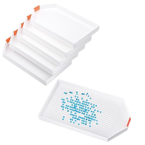 BOSMIOW 6 Pcs Large Plastic Diamond Painting Trays,White Rhinestone Trays Bead Sorting Organizer,Art Accessories and Tools for Diamond Painting,DIY Crafts,Cross Stitch,Manicure
