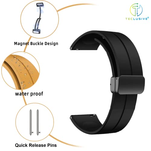 Image of T TECLUSIVE Premium Silicone Strap Band with Magnetic Lock 22mm Compatible for Galaxy Watch 3 45mm / Watch 46mm | S3 Frontier | Amazfit Stratos GTR | Fossil Gen 5 6 | Adjustable Silicon Band