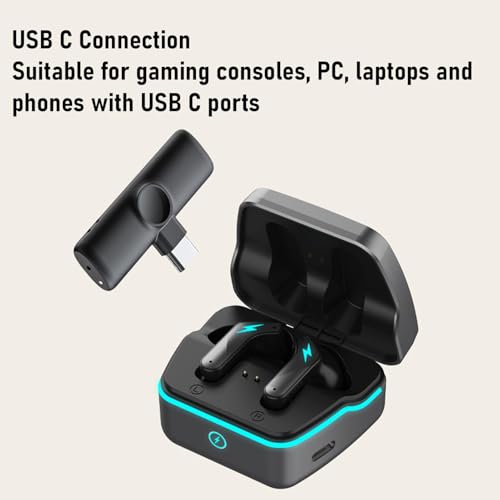 Luocute Auriculares Inalámbricos para Juegos, 2,4 GHz 5.3 20 Ms de Baja Latencia con Micrófono ENC, para VR para 2 para Steam para ROG ALL para Claw para Legion Go PC Tablet Laptop (BLACK) - imagen 2
