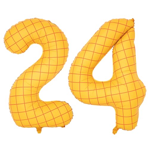 Image of 40 inch Large Number Balloon 24 Toy Inspired Story Yellow Birthday Balloon | Western Rodeo Party Supplies Boy Girl Story Anniversary Kids Birthday Party Cowboy Farm Themed Baby Welcome Decorations